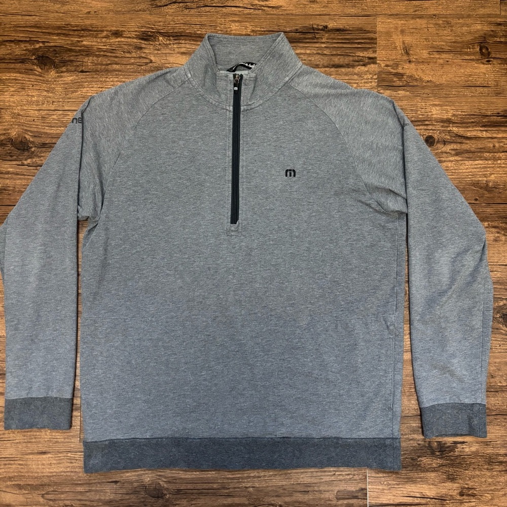 Travis Mathew Men's Heather Gray Zip-Up Sweater